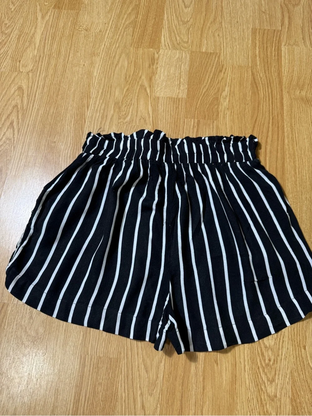 Bundle of 2 Navy Floral and Black Stripe High Waist Women’s Shorts - Size M